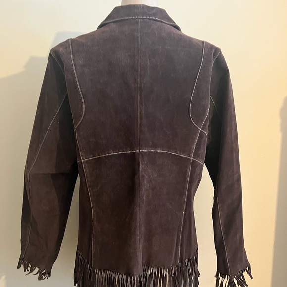 Vintage Chocolate Brown Suede Fringe Jacket - Picture 2 of 6